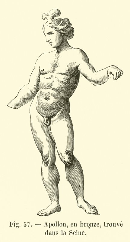Apollon, en bronze, trouve dans la Seine (engraving) - French School