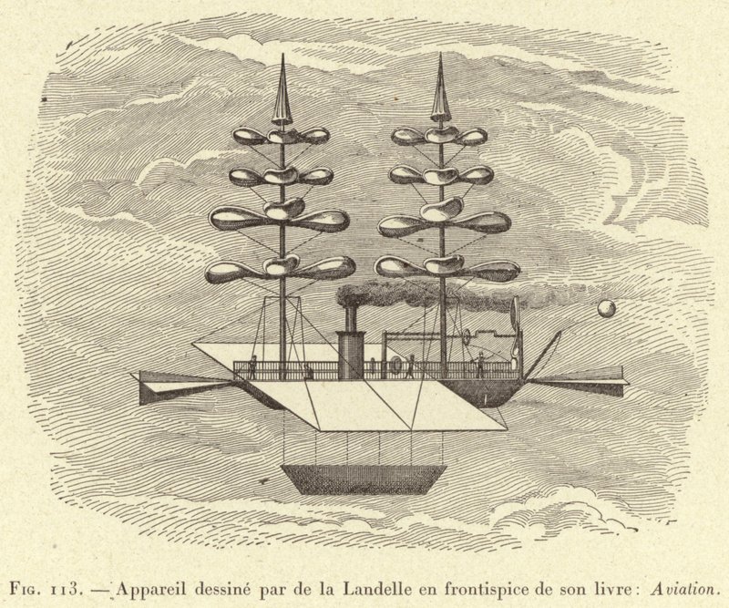 Appareil dessiné par de la Landelle en frontispice de son livre: Aviation - French School