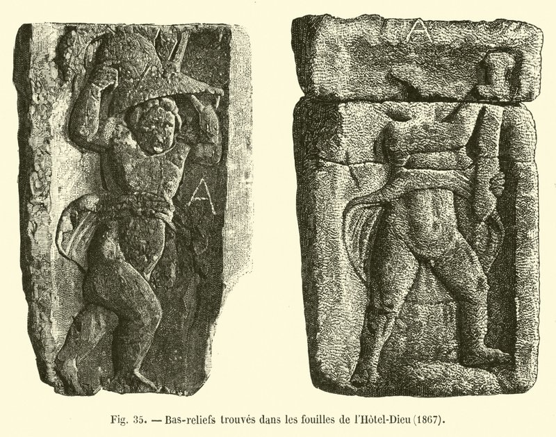 Bas-reliefs trouvés dans les fouilles de l
