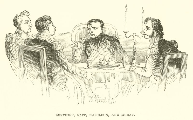 Berthier, Rapp, Napoléon et Murat (gravure) - French School