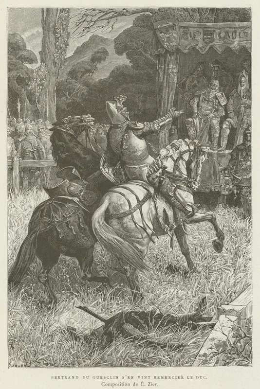 Bertrand du Guesclin venu remercier le duc - French School