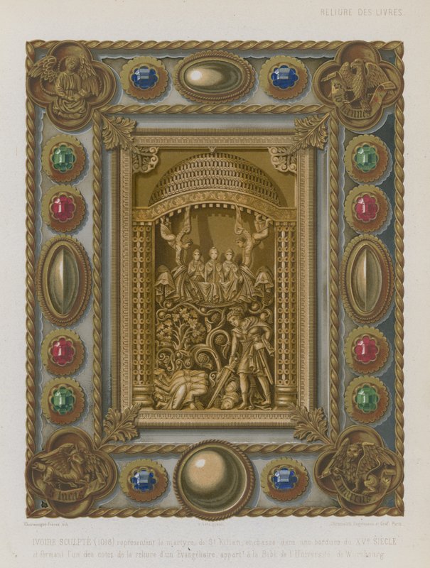 Reliure représentant le martyre de Saint Kilian - French School