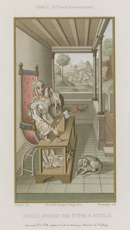 Briséis envoie une épître à Achille - French School