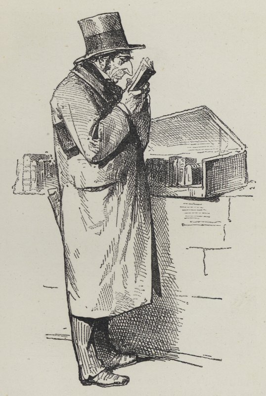 Parcourir un étal de livres - French School