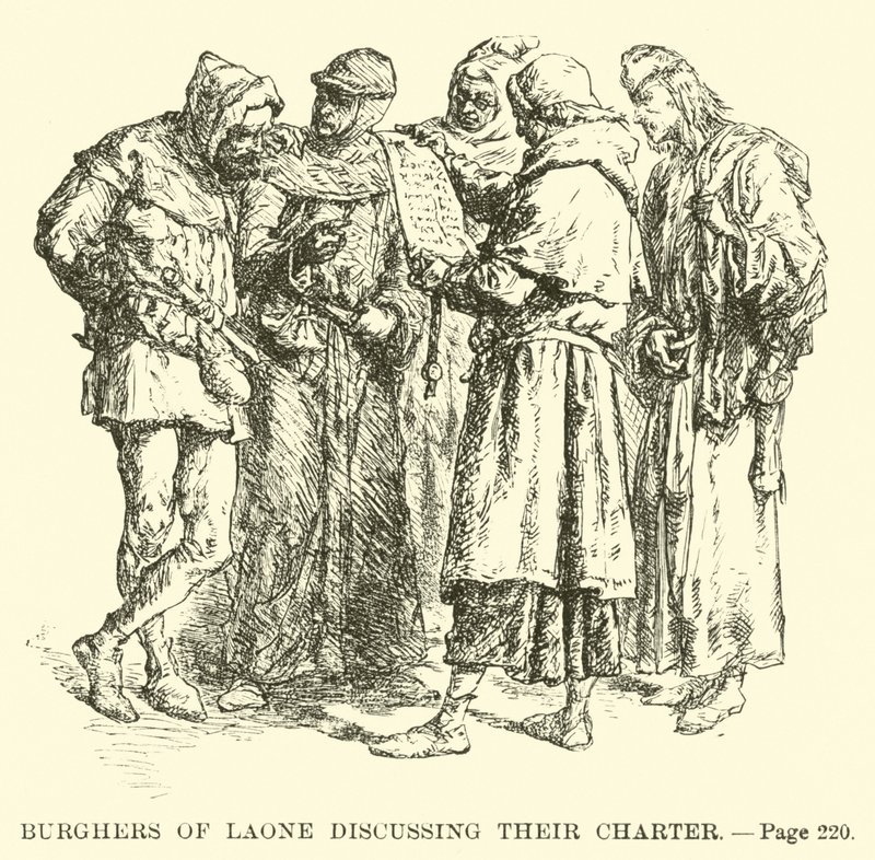 Les bourgeois de Laon discutant de leur charte - French School