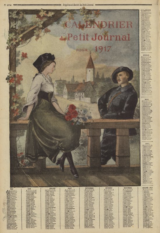 Calendrier pour 1917 (lithographie couleur) - French School