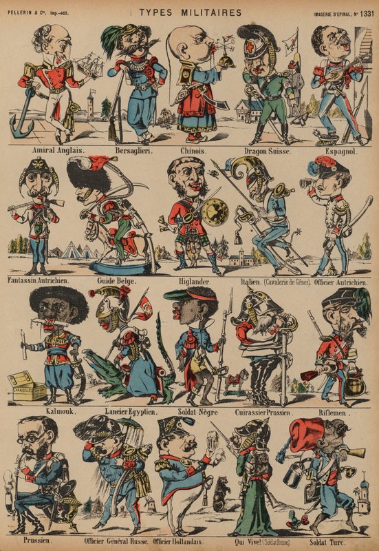 Caricatures de figures militaires - French School