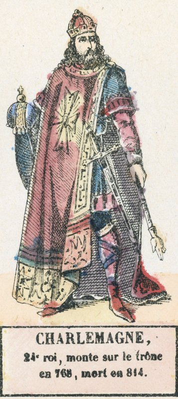 Charlemagne, 24e roi, monte sur le trône en 768, mort en 814 - French School