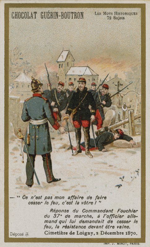 Carte commerciale Chocolat Guerin-Boutron, série Mots Historiques (chromolithographie) - French School