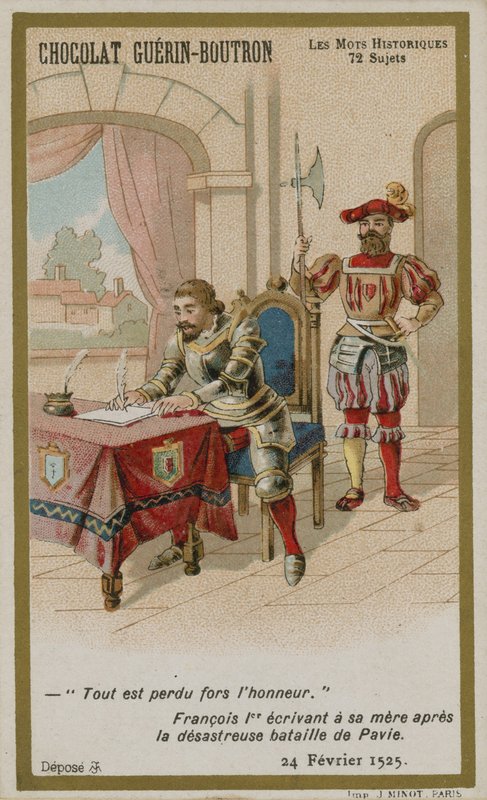 Carte de commerce Chocolat Guerin-Boutron, série Mots Historiques - French School