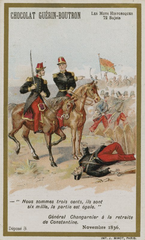 Carte de commerce Chocolat Guerin-Boutron, série Mots Historiques - French School