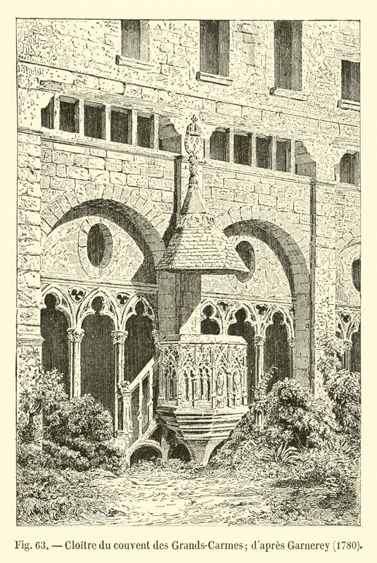 Cloître du couvent des Grands-Carmes, 1780 - French School