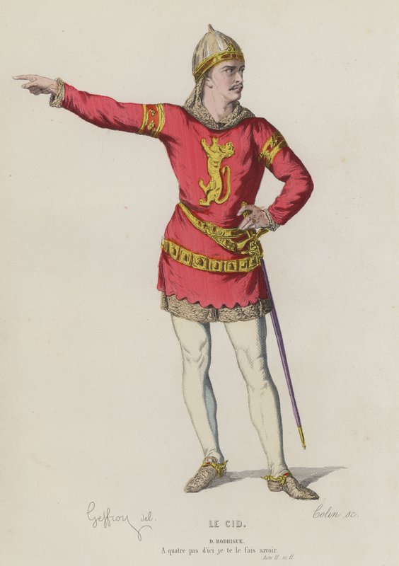 Corneille, Le Cid, Acte II, Scène II (gravure en couleur) - French School