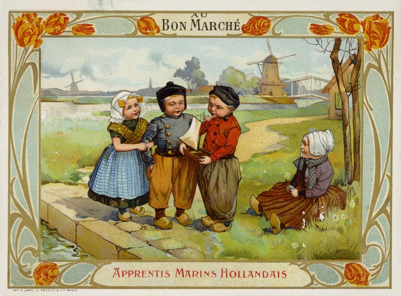 Enfants néerlandais regardant un bateau à voile - French School