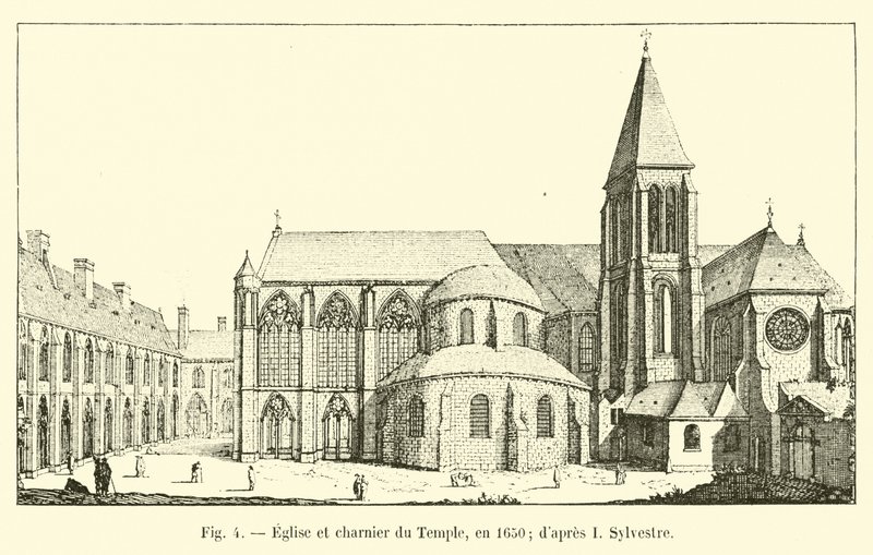 Église et charnier du Temple, en 1650 - French School