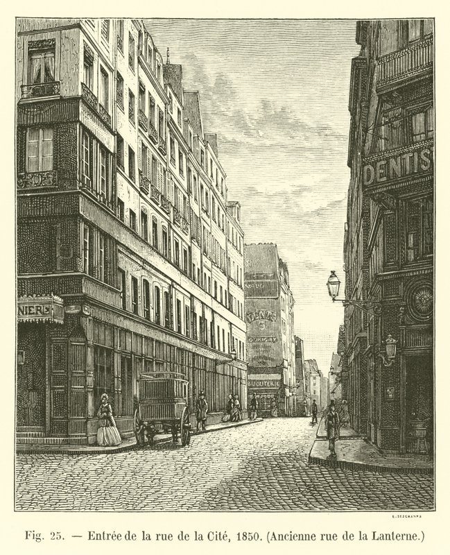 Entrée de la rue de la Cité, 1850, ancienne rue de la Lanterne - French School