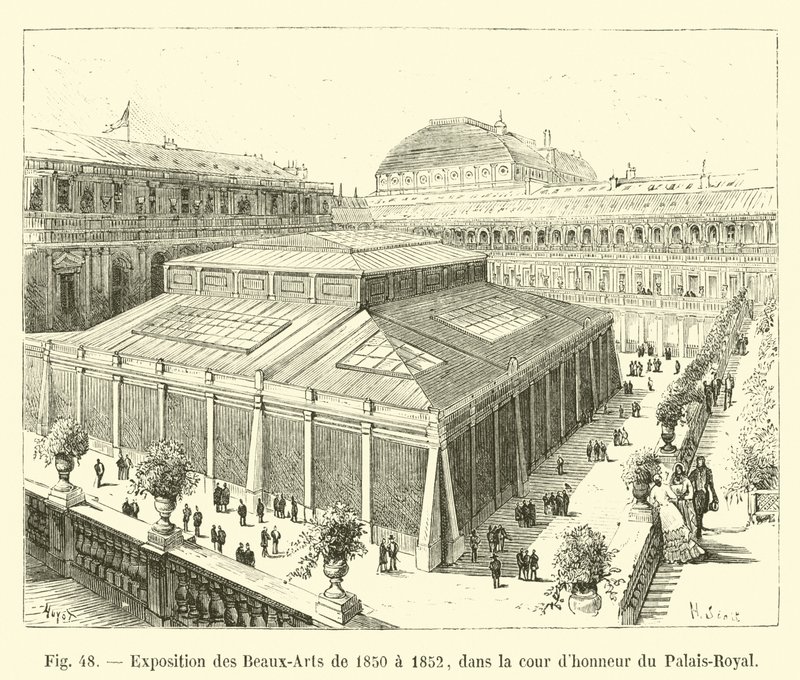 Exposition des Beaux-Arts de 1850 à 1852, dans la cour d