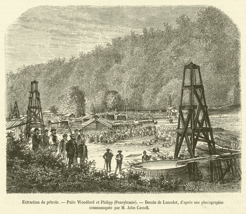 Extraction du pétrole, Puits Woodford et Philipp, Pennsylvanie - French School
