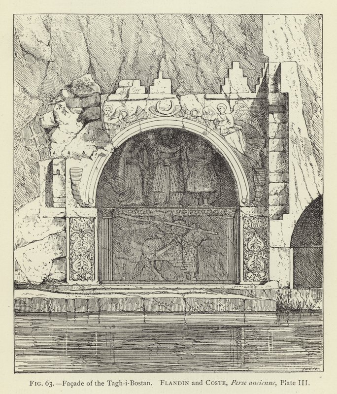 Façade du Tagh-i-Bostan - French School