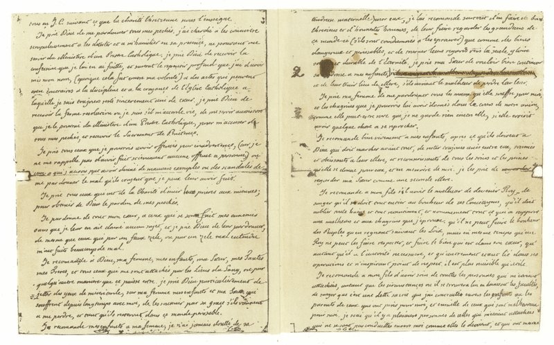 Fac-similé du testament de Louis XVI de France - French School