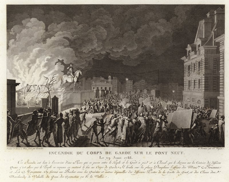 Incendie au Corps de Garde sur le Pont Neuf à Paris - French School