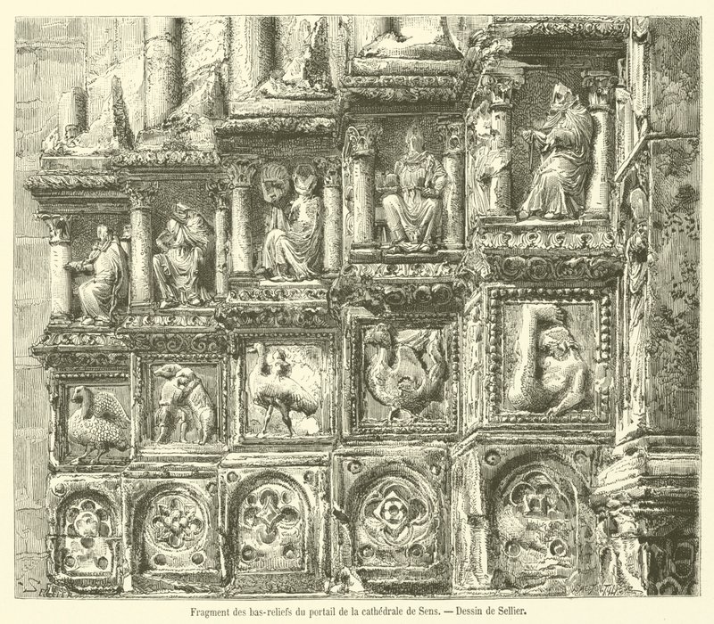 Fragment des bas-reliefs du portail de la cathédrale de Sens - French School