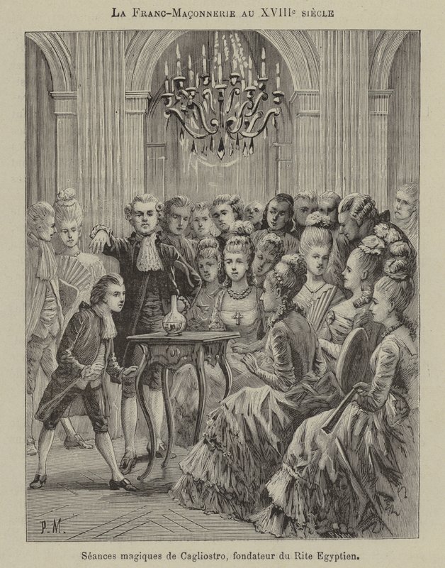 Franc-maçonnerie au XVIIIe siècle : séance magique conduite par Aleesandro Cagliostro, fondateur du Rite Égyptien - French School