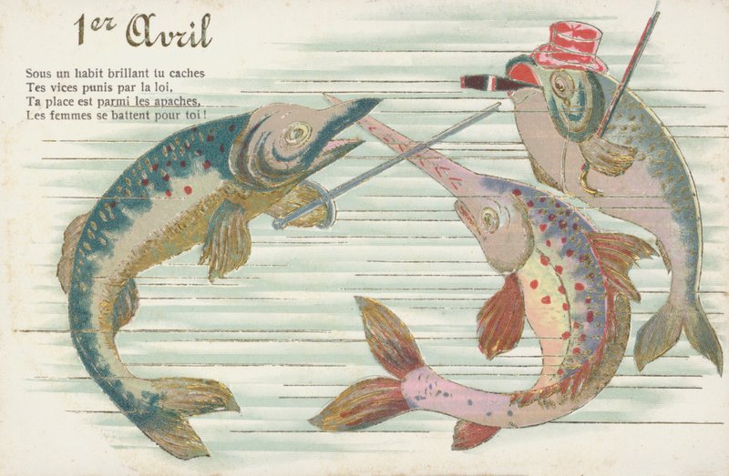 Carte française représentant un poisson à l