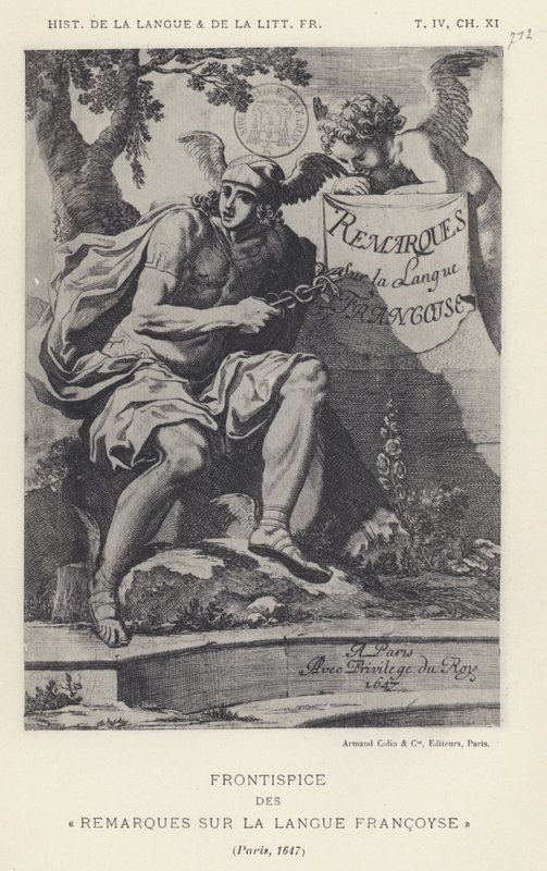 Frontispice des Remarques sur la langue francoyse, Paris - French School