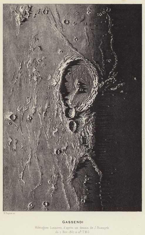 Gassendi, Montagnes Lunaires (litho) - French School