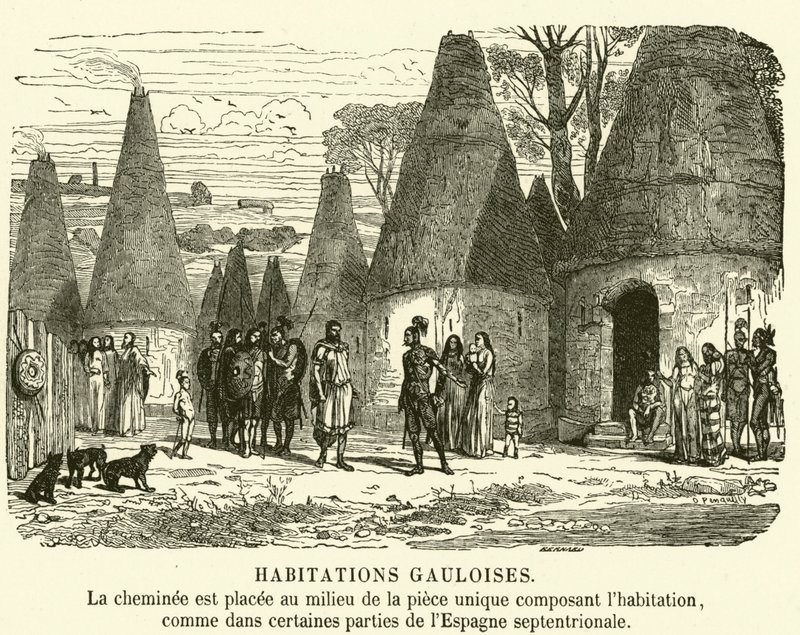 Maisons gauloises (gravure) - French School