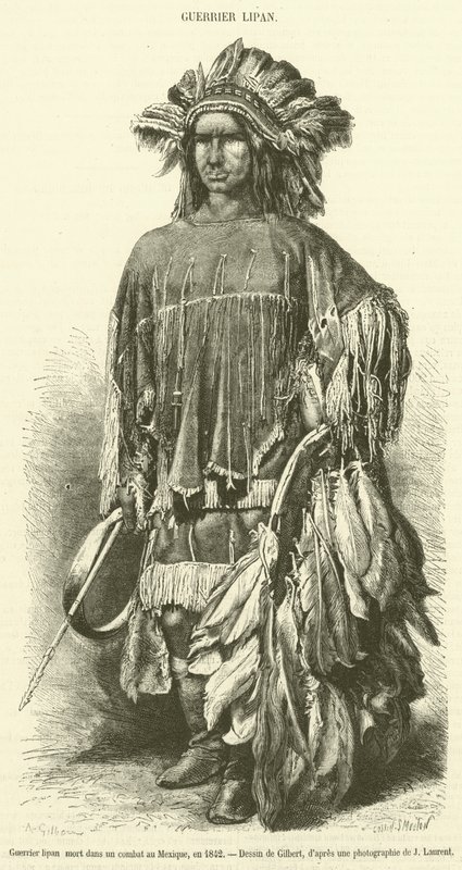 Guerrier lipan mort dans un combat au Mexique, en 1842 (gravure) - French School