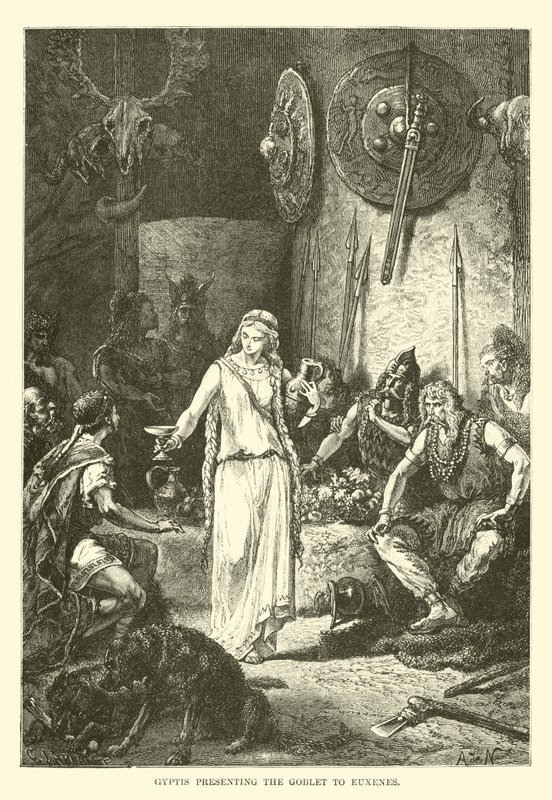 Gyptis présentant le gobelet à Euxènes - French School