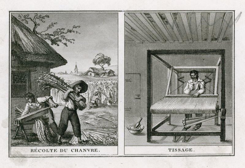 Récolte et tissage du chanvre - French School