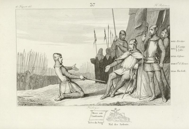 Henri Ier de France pardonnant à son frère, Robert le Vieux, 1031 - French School