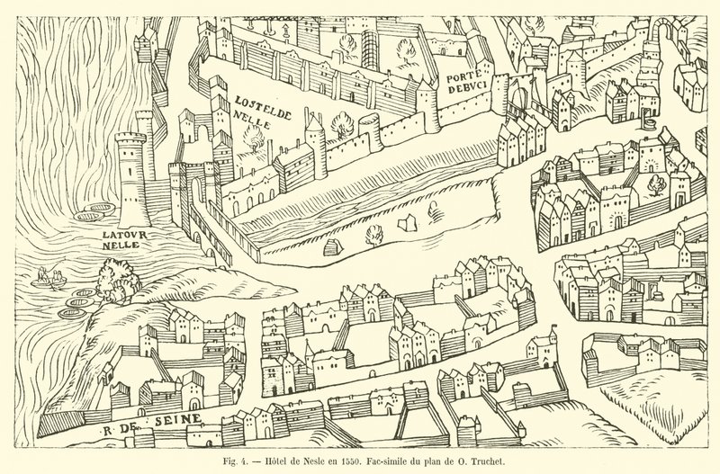 Hôtel de Nesle en 1550, fac-similé du plan de O. Truchet - French School