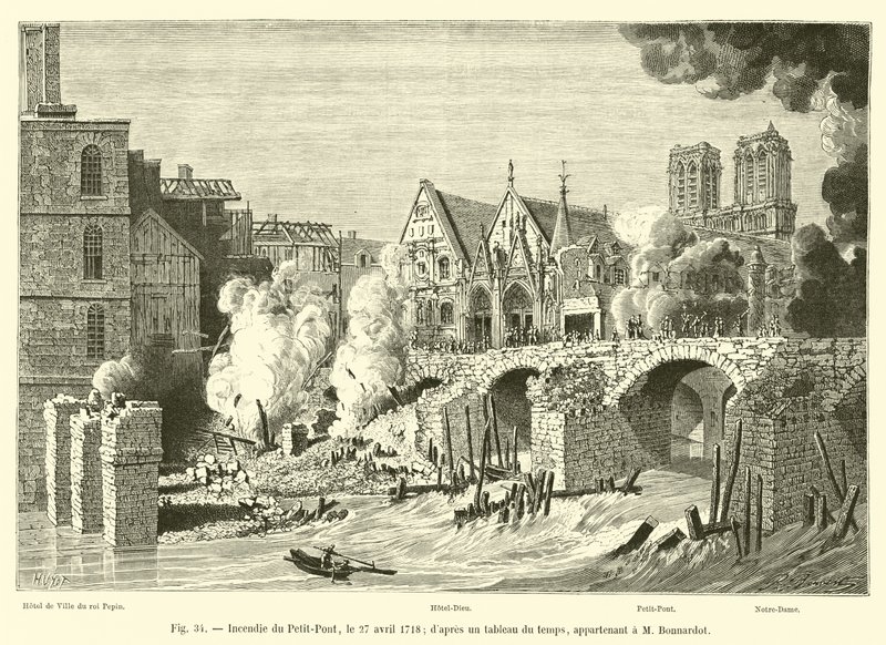 Incendie du Petit-Pont, le 27 avril 1718 - French School