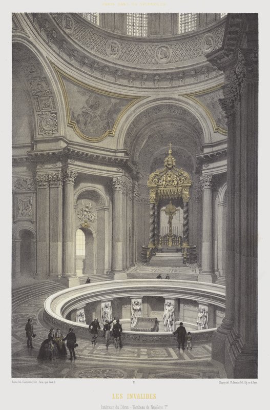 Intérieur du dôme et tombeau de Napoléon Ier, Les Invalides, Paris - French School