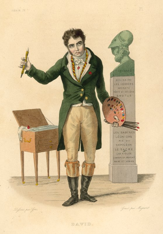 Jacques-Louis David (gravure en couleur) - French School
