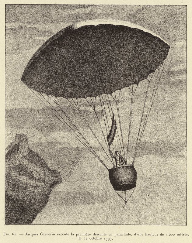 Jacques Garnerin exécute la première descente en parachute, d