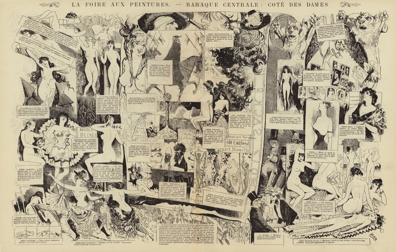 La foire aux peintures, Baraque centrale, côté des dames (gravure) - French School