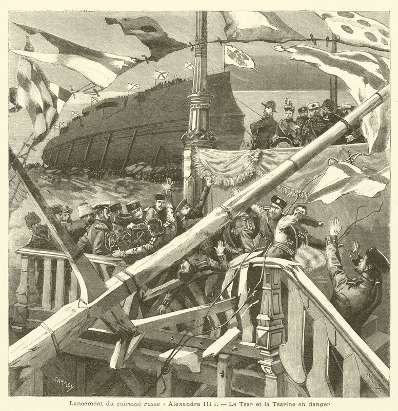 Lancement du cuirassé russe Imperator Aleksandr III - French School