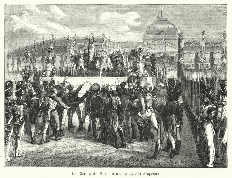 Le Champ de Mai, distribution des drapeaux - French School