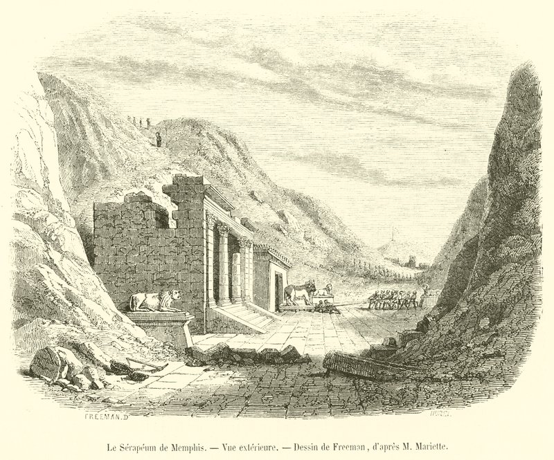 Le Sérapéum de Memphis, Vue extérieure - French School