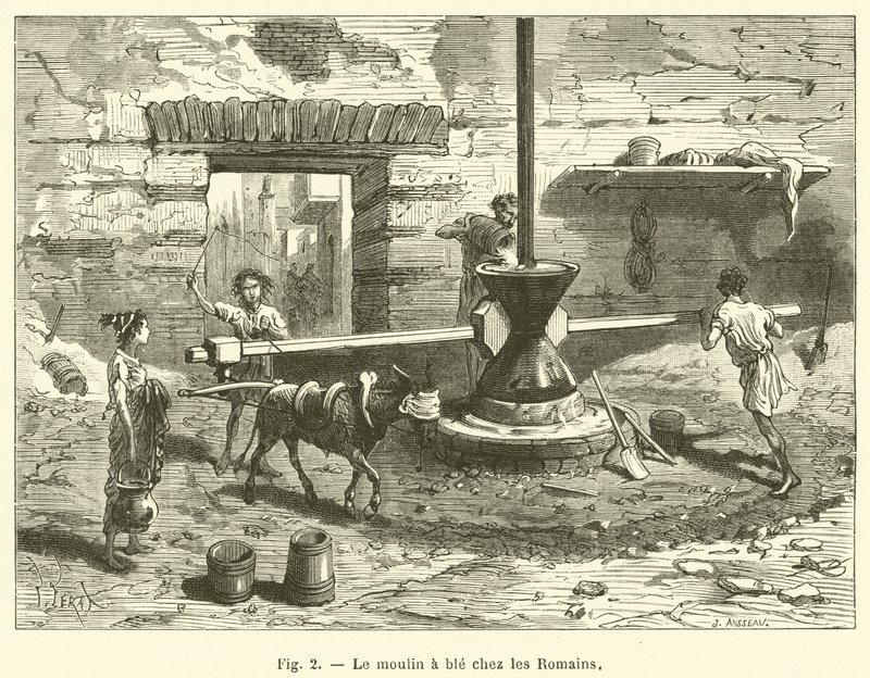 Le moulin a ble chez les Romains - French School
