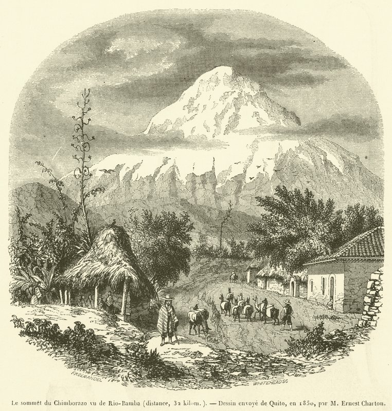 Le sommet du Chimborazo vu de Rio-Bamba, distance, 32 kilomètres - French School