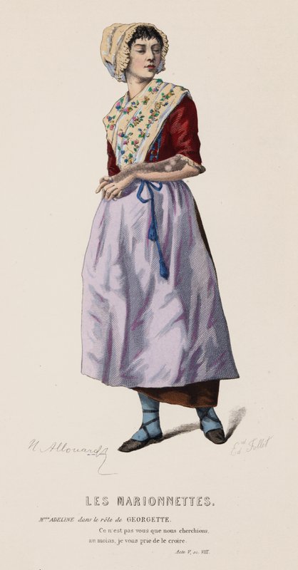Les Marionnettes, Acte V, Scène VIII (gravure en couleur) - French School