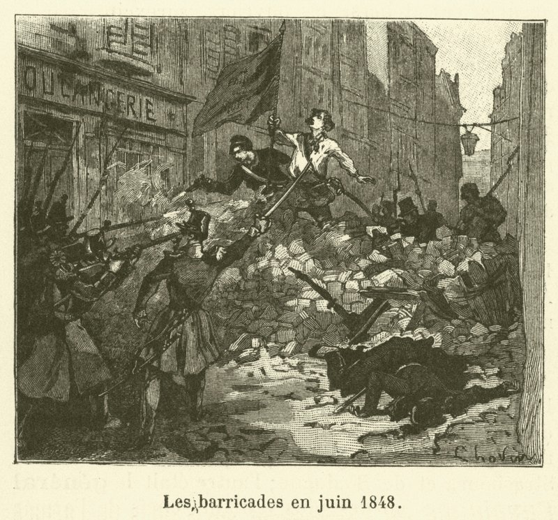 Les barricades en juin 1848 - French School