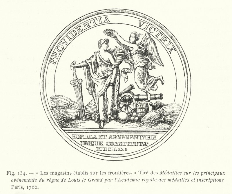 Les magasins établis sur les frontières (Tiré des Médailles sur les principaux événements du règne de Louis le Grand par l