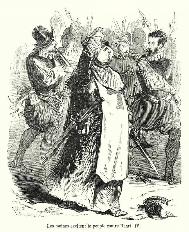 Les moines excitent le peuple contre Henri IV (gravure) - French School